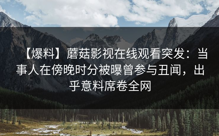 【爆料】蘑菇影视在线观看突发：当事人在傍晚时分被曝曾参与丑闻，出乎意料席卷全网